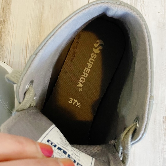 Superga | Womens Gray Leather Lace Up High Top | Size: 7 - Picture 6 of 10